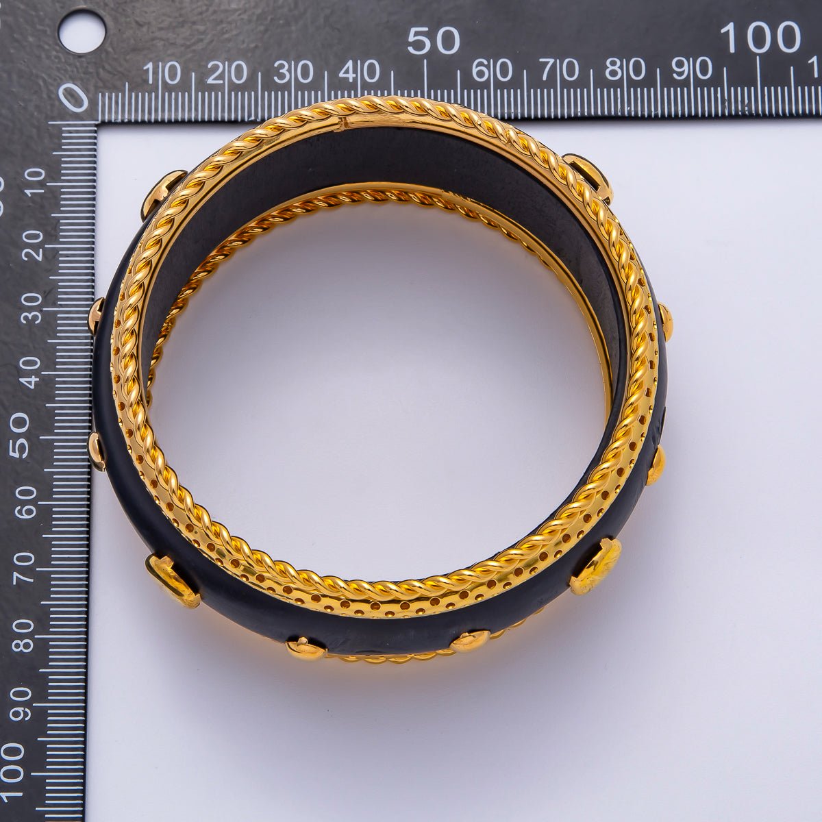 Studded Wood Bangle Statement Bracelet | WA - 04308 - DLUXCA