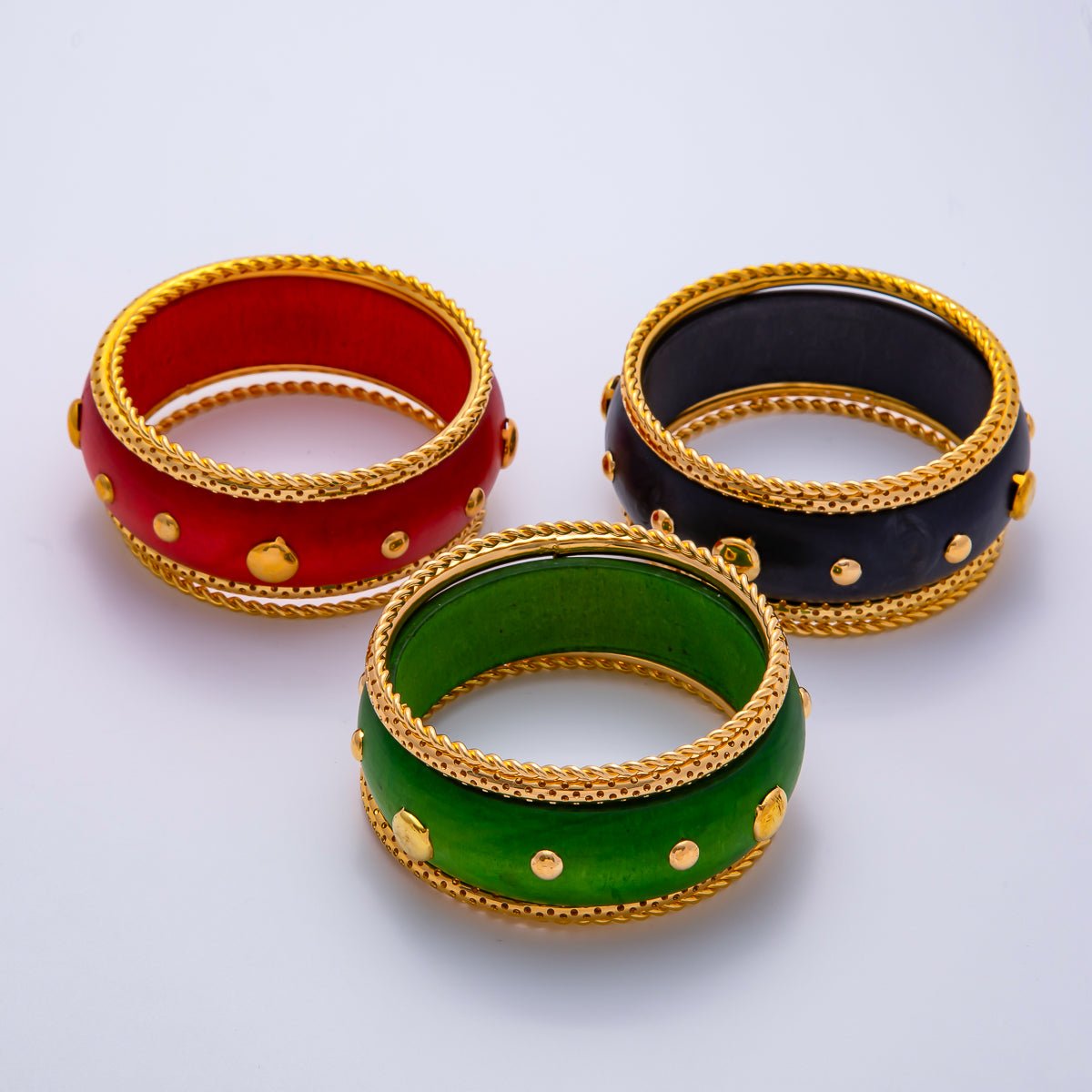 Studded Wood Bangle Statement Bracelet | WA - 04308 - DLUXCA