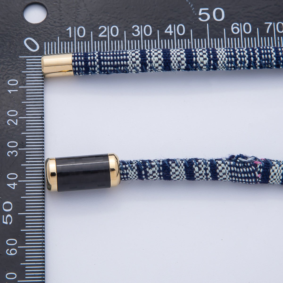 SUMMER 10mm Blue Woven Embroidered Fabric Cord 16.54 Inch Necklace | WA-03956 - DLUXCA