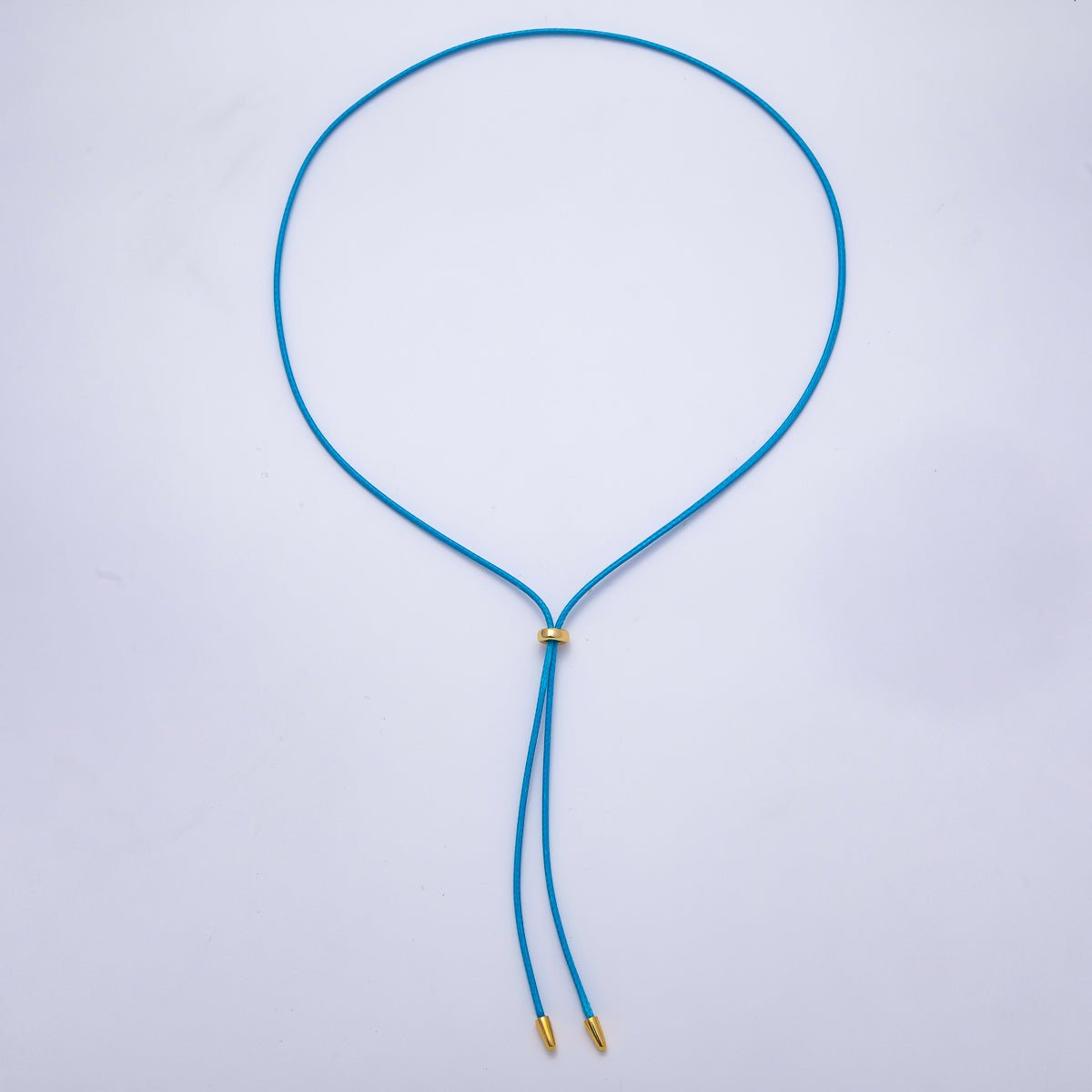 SUMMER 2mm Faux Paracord Bolo Slide Adjustable 26 Inch Lariat Necklace | WA - 04304 ~ WA - 04307 - DLUXCA