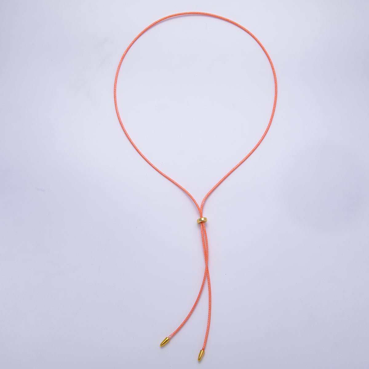 SUMMER 2mm Faux Paracord Bolo Slide Adjustable 26 Inch Lariat Necklace | WA - 04304 ~ WA - 04307 - DLUXCA