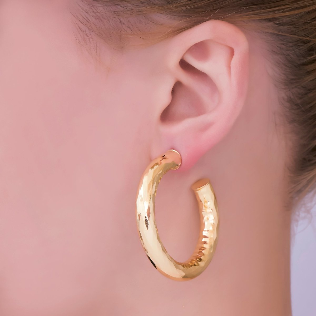Thick Gold Hoop Earring, Chunky Gold Hoop, Medium Gold Hoop Earring, Open Hoop Earring, Tube Hoop Earring Lead, Nickel Free Q - 004 Q - 006 Q - 008 - DLUXCA