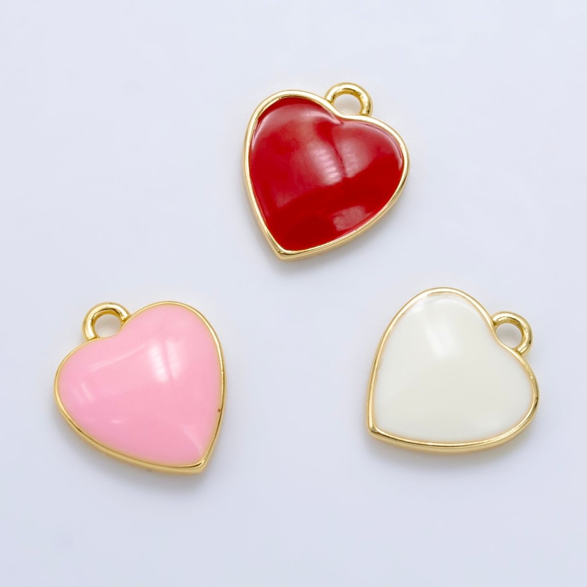 Tiny Enamel Heart Charms Little Color Hearts on Gold Filled Red Pink White Teal First Love Earing Bracelet Necklace Jewelry Supplies, C - 524 - DLUXCA