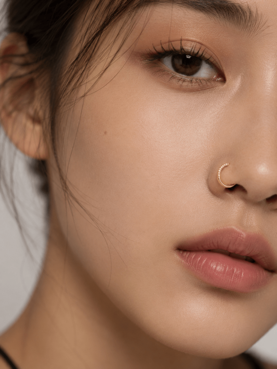 Titanium 10.5mm Micro Paved CZ Single Septum Cartilage Piercing Clicker in Gold & Silver | Findings-00401 Findings-00402 - DLUXCA
