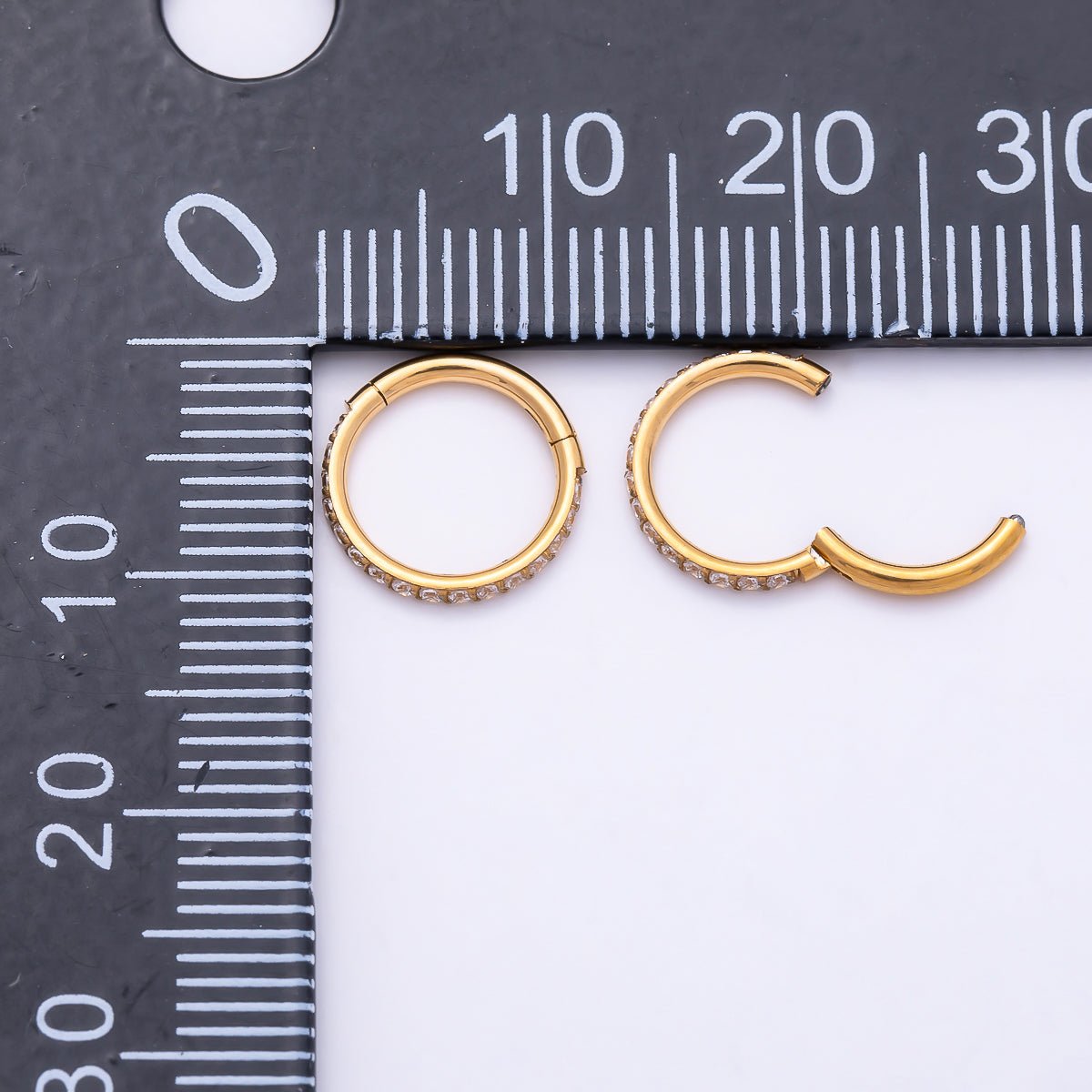 Titanium 10mm Micro Paved CZ Universal Cartilage Piercing Clicker | Findings-00468 - DLUXCA