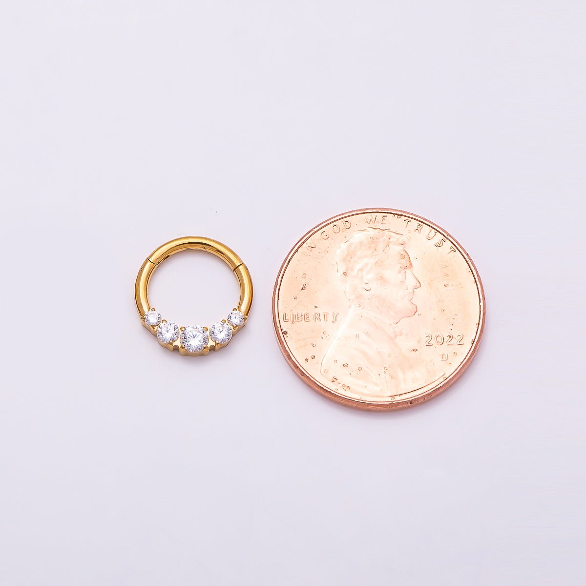 Titanium 11mm Clear CZ Gradient Single Septum Cartilage Piercing Clicker in Gold & Silver | Findings-00321 Findings-00322 - DLUXCA