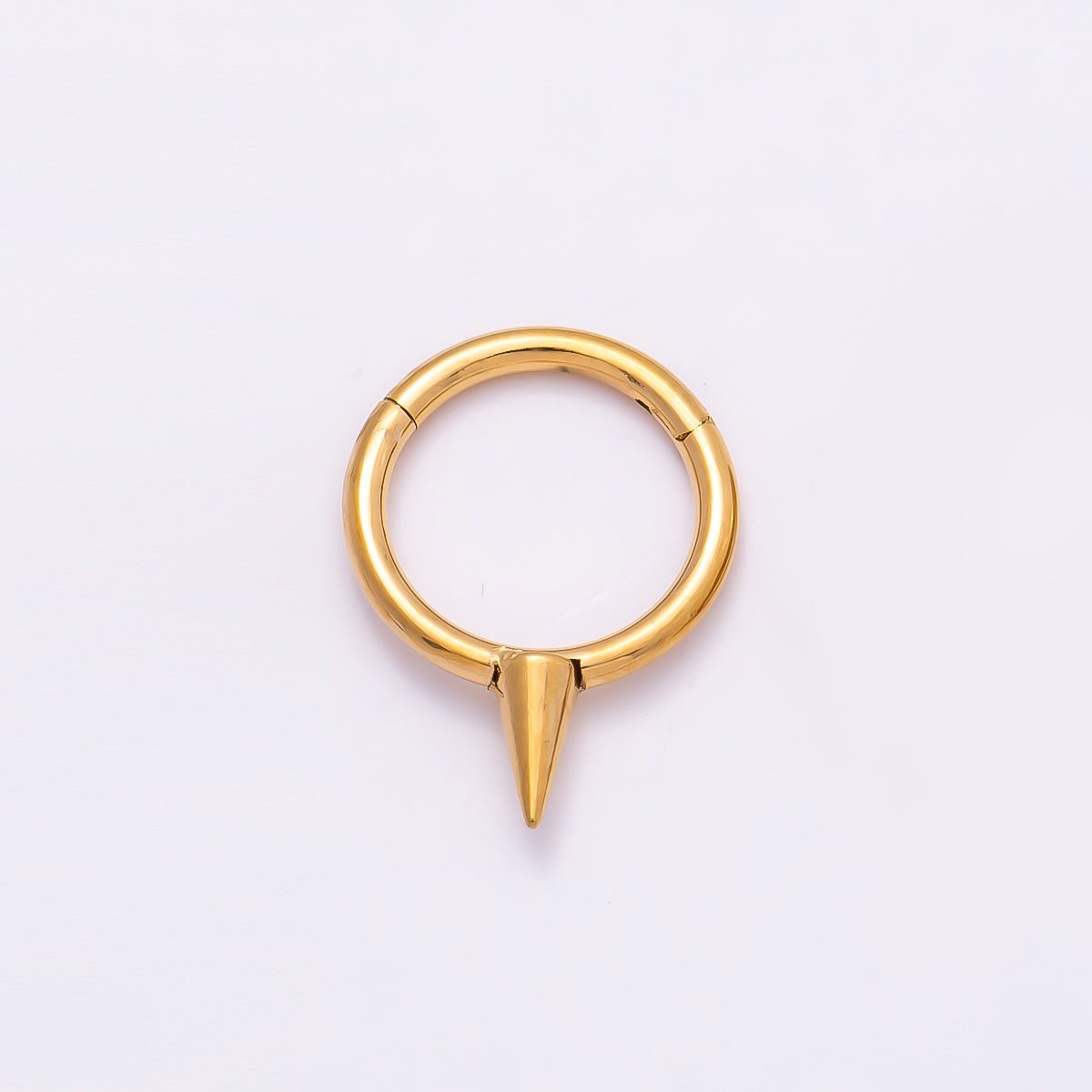 Titanium 14mm Spiked Minimalist Single Septum Cartilage Piercing Clicker in Gold & Silver | Findings-00303 Findings-00304 - DLUXCA