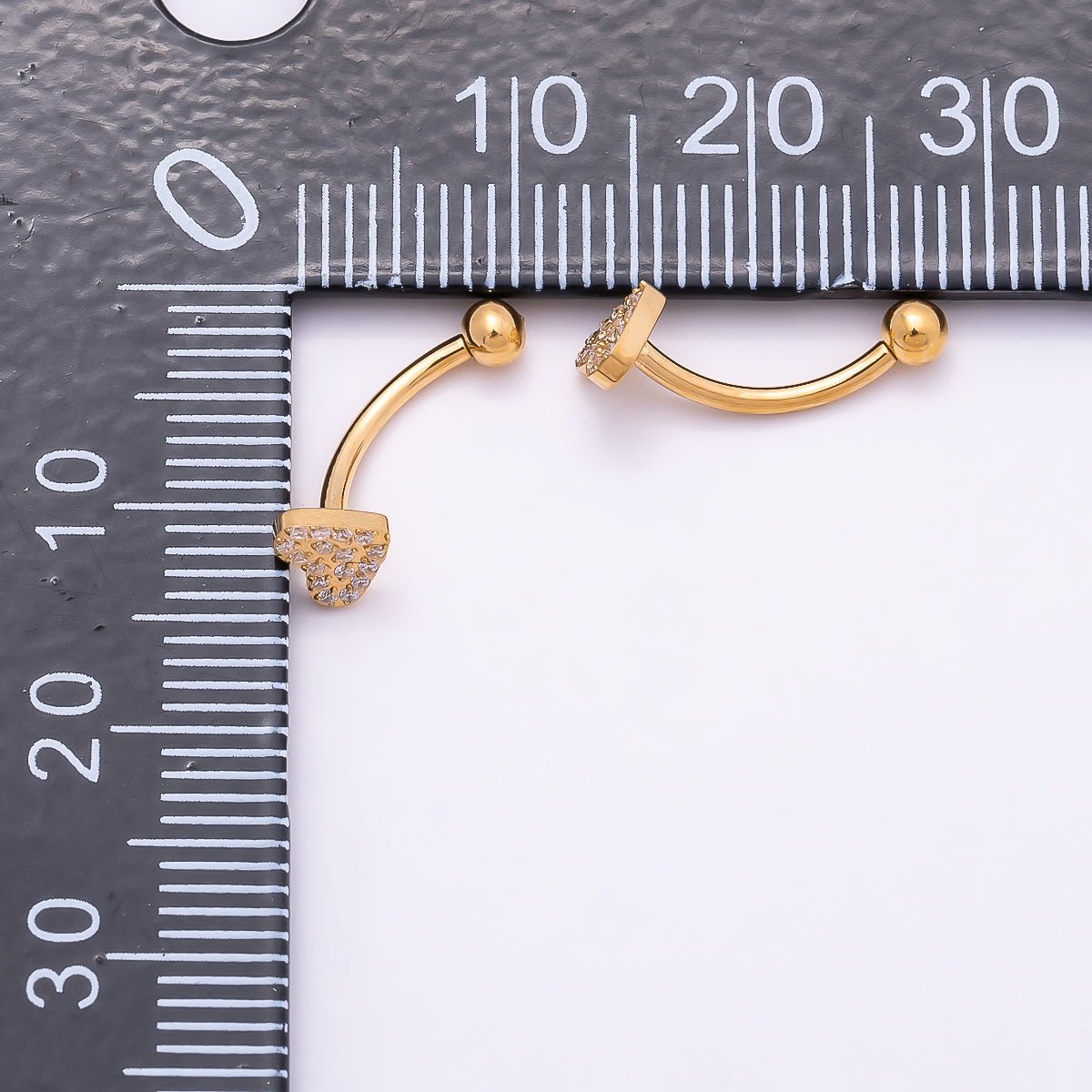 Titanium 4.5mm Micro Paved CZ Butterfly Curved Eyebrow Barbell Piercing Stud in Gold & Silver | Findings-00335 Findings-000336 - DLUXCA