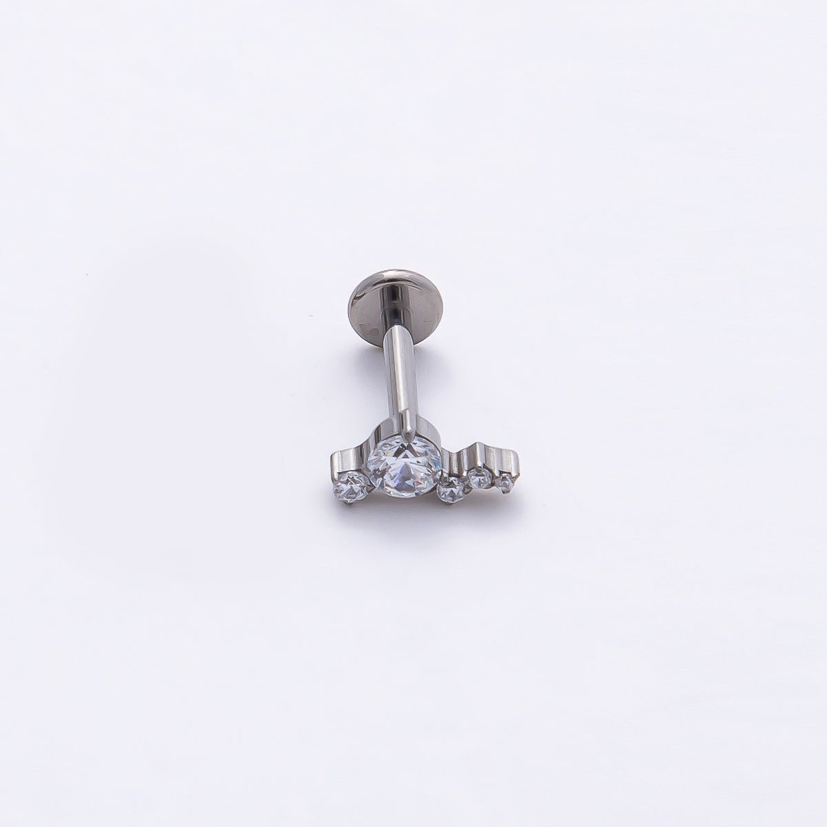 Titanium 4mm Clear CZ Cluster Cartilage Piercing Flat Back Stud in Gold & Silver | Findings-00375 Findings-00376 - DLUXCA