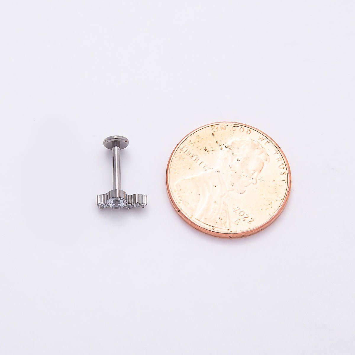 Titanium 4mm Clear CZ Cluster Cartilage Piercing Flat Back Stud in Gold & Silver | Findings-00375 Findings-00376 - DLUXCA