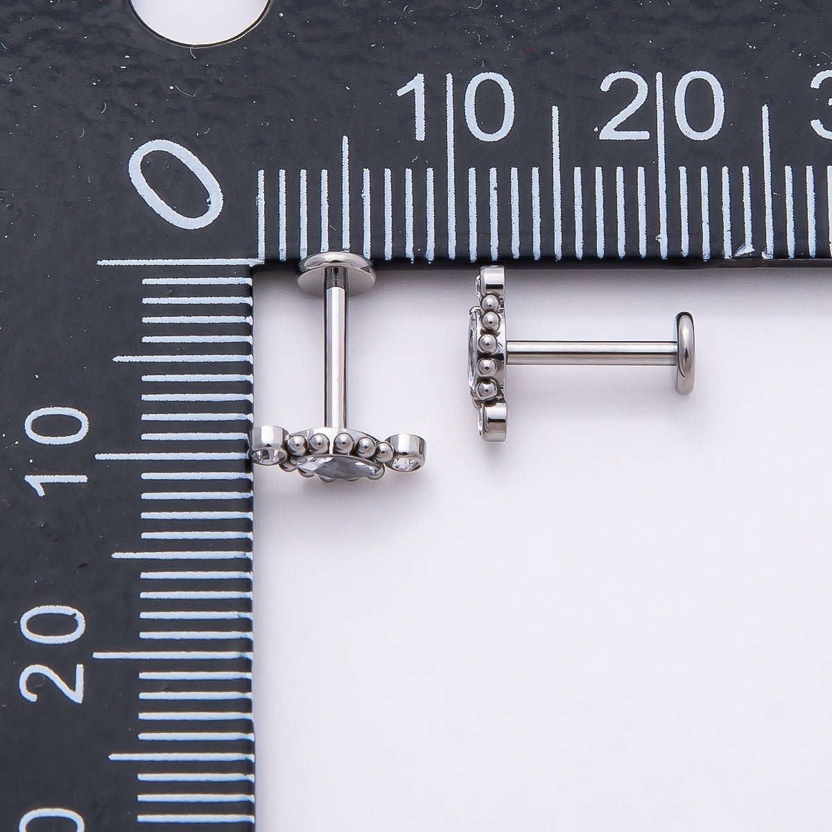 Titanium 4mm Clear CZ Marquise Bubble Cartilage Piercing Flat Back Stud in Gold & Silver | Findings-00333 Findings-00334 - DLUXCA