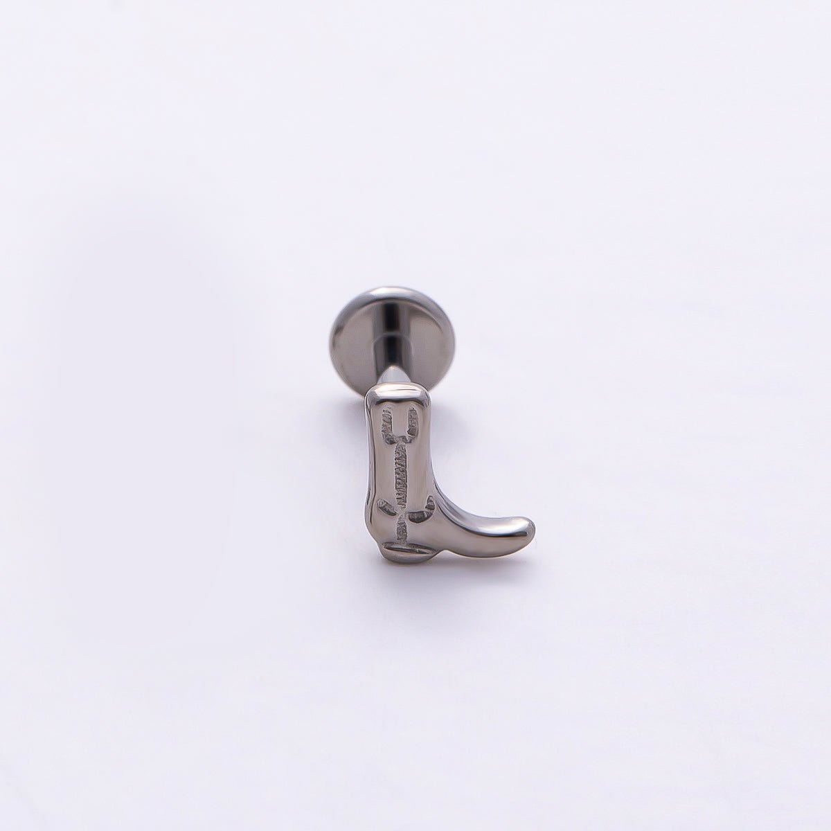 Titanium 6mm Cowboy Boot Cartilage Piercing Flat Back Stud in Gold & Silver | Findings-00387 - DLUXCA