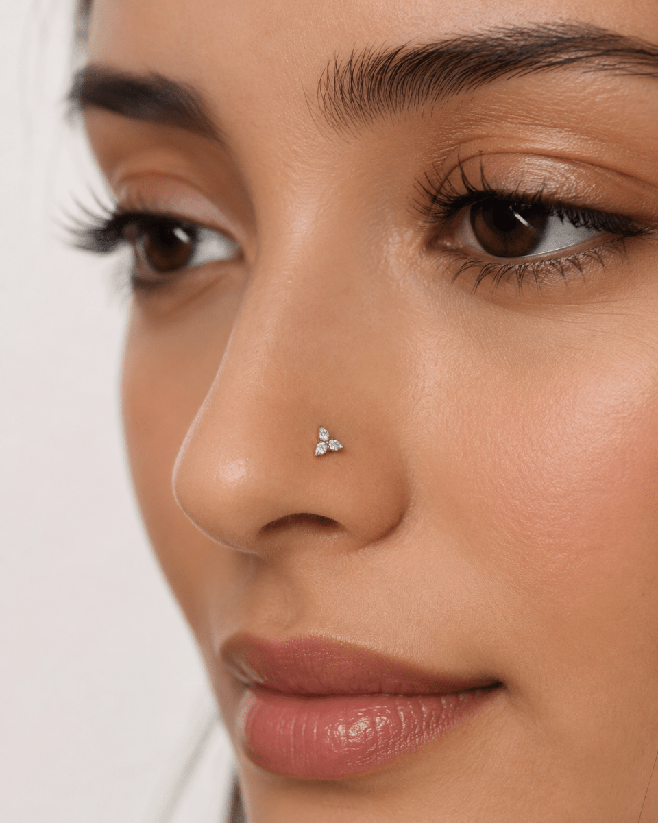 Titanium 6mm CZ Teardrop Flower Cartilage Piercing Flat Back Stud in Gold & Silver | Findings-00393 Findings-00394 - DLUXCA