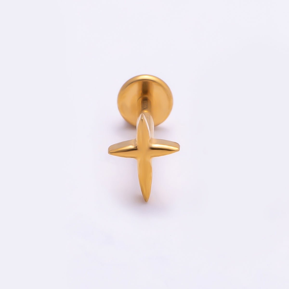 Titanium 6mm North Star Cartilage Piercing Flat Back Stud in Gold & Silver | Findings-00317 Findings-00318 - DLUXCA