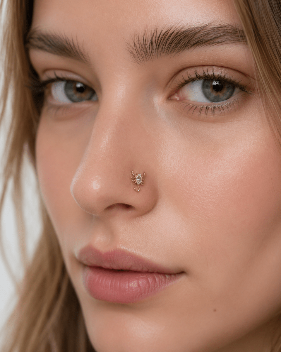 Titanium 8mm Clear CZ Scorpion Cartilage Piercing Flat Back Stud in Gold & Silver | Findings-00361 Findings-00362 - DLUXCA