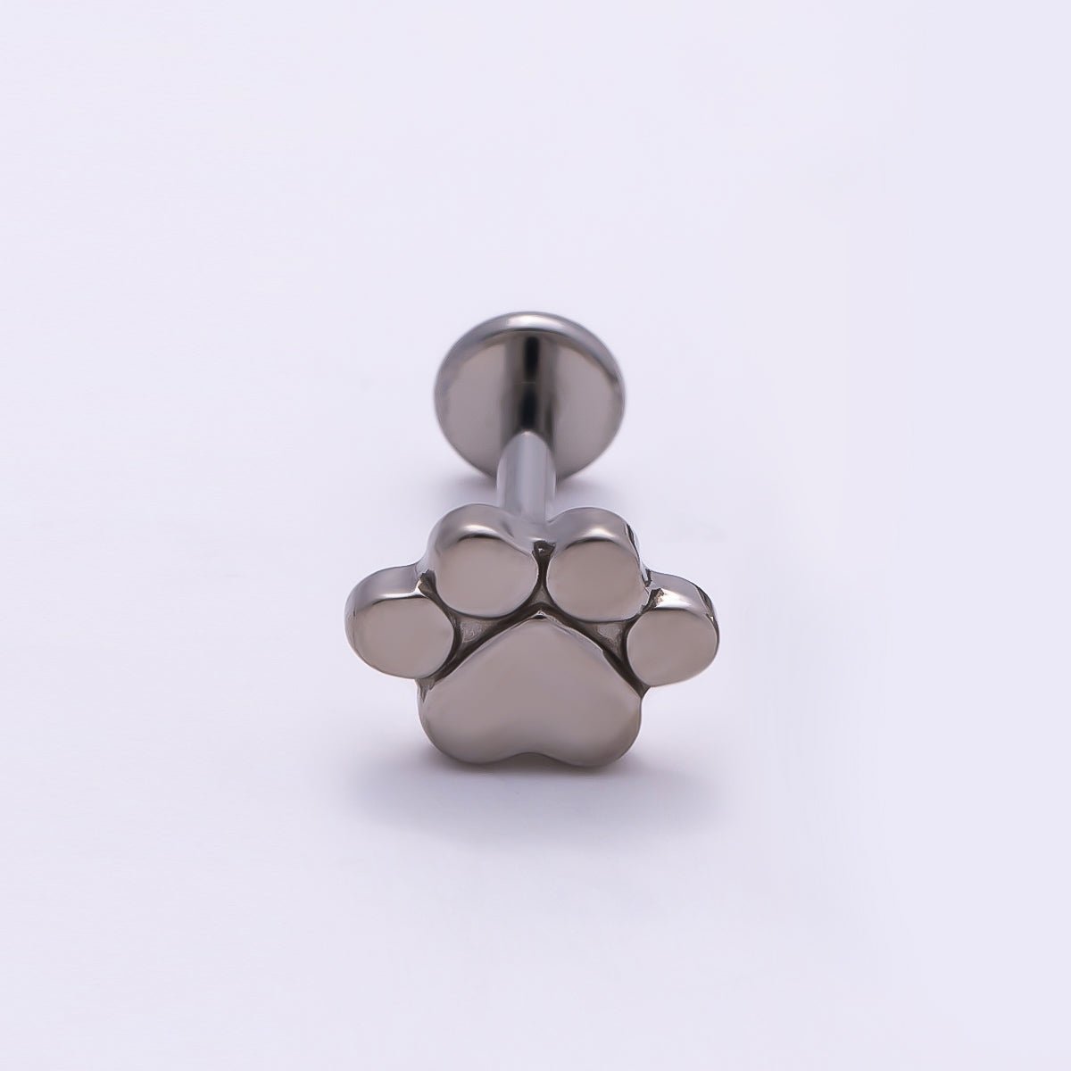 Titanium 8mm Paw Print Minimalist Cartilage Piercing Flat Back Stud in Gold & Silver | Findings-00285 Findings-00286 - DLUXCA