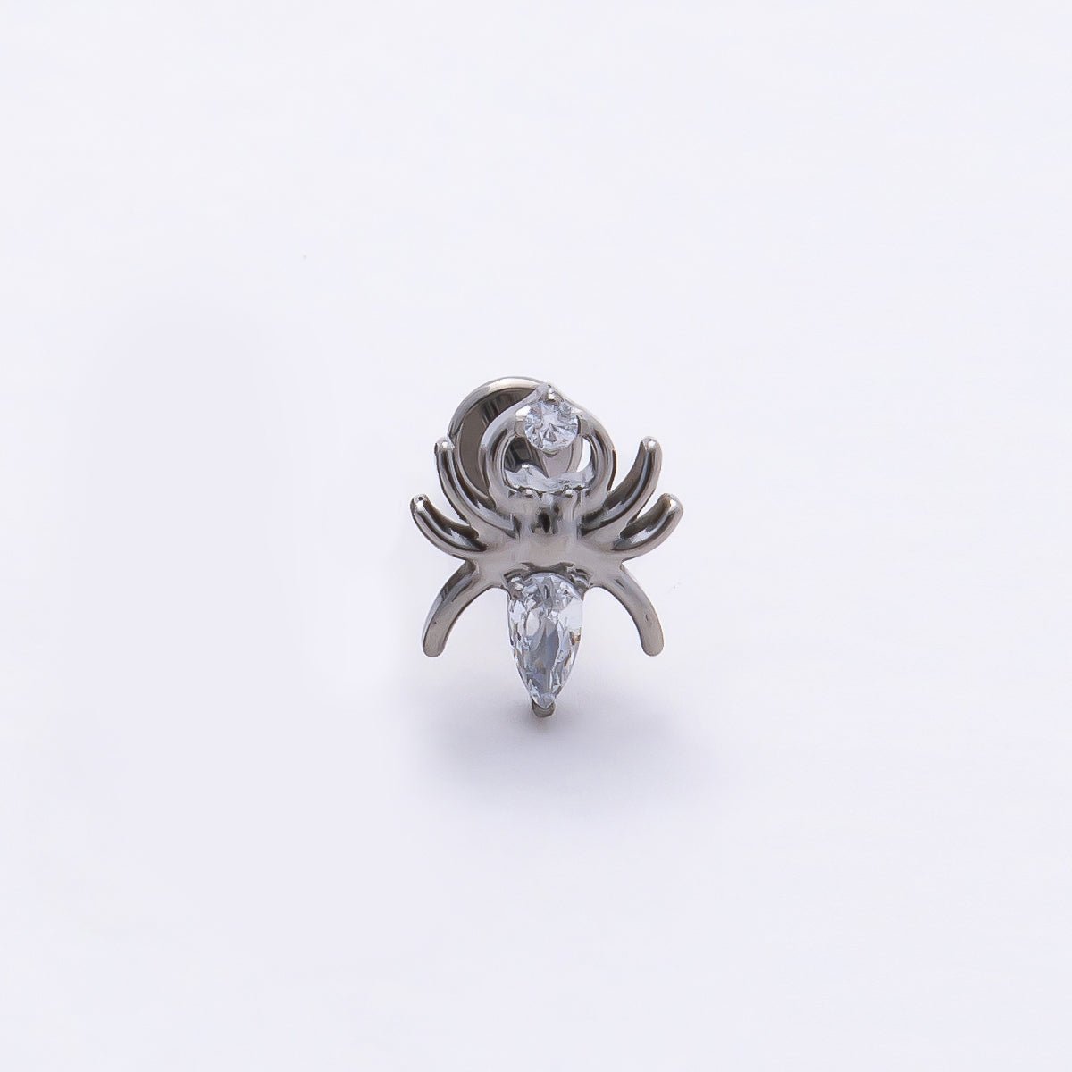 Titanium 9mm Clear Marquise CZ Spider Cartilage Piercing Flat Back Stud in Gold & Silver | Findings-00355 Findings-00356 - DLUXCA