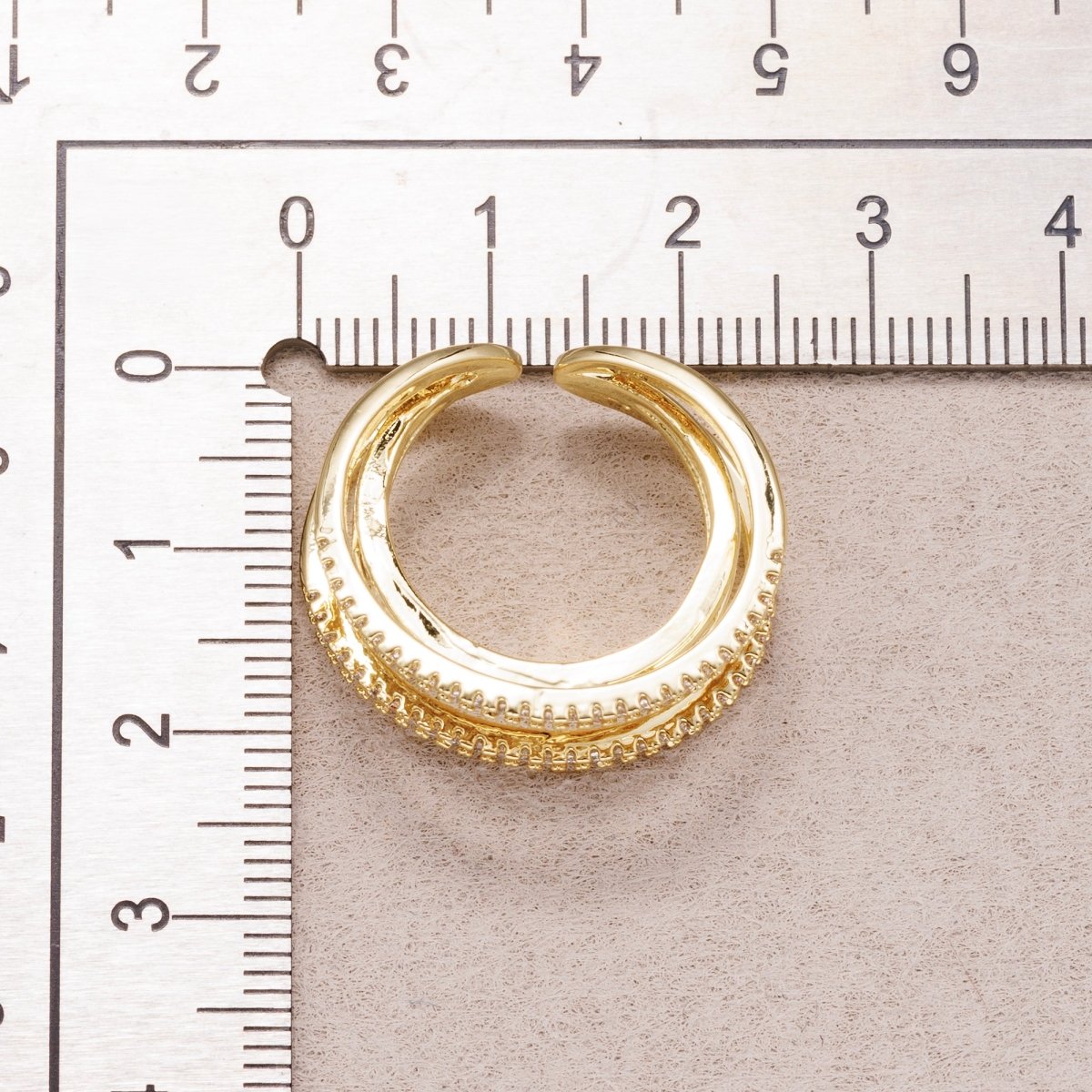 Triple Banded CZ Baguette Micro Pave Adjustable Rings - 240 Rings - 241 - DLUXCA