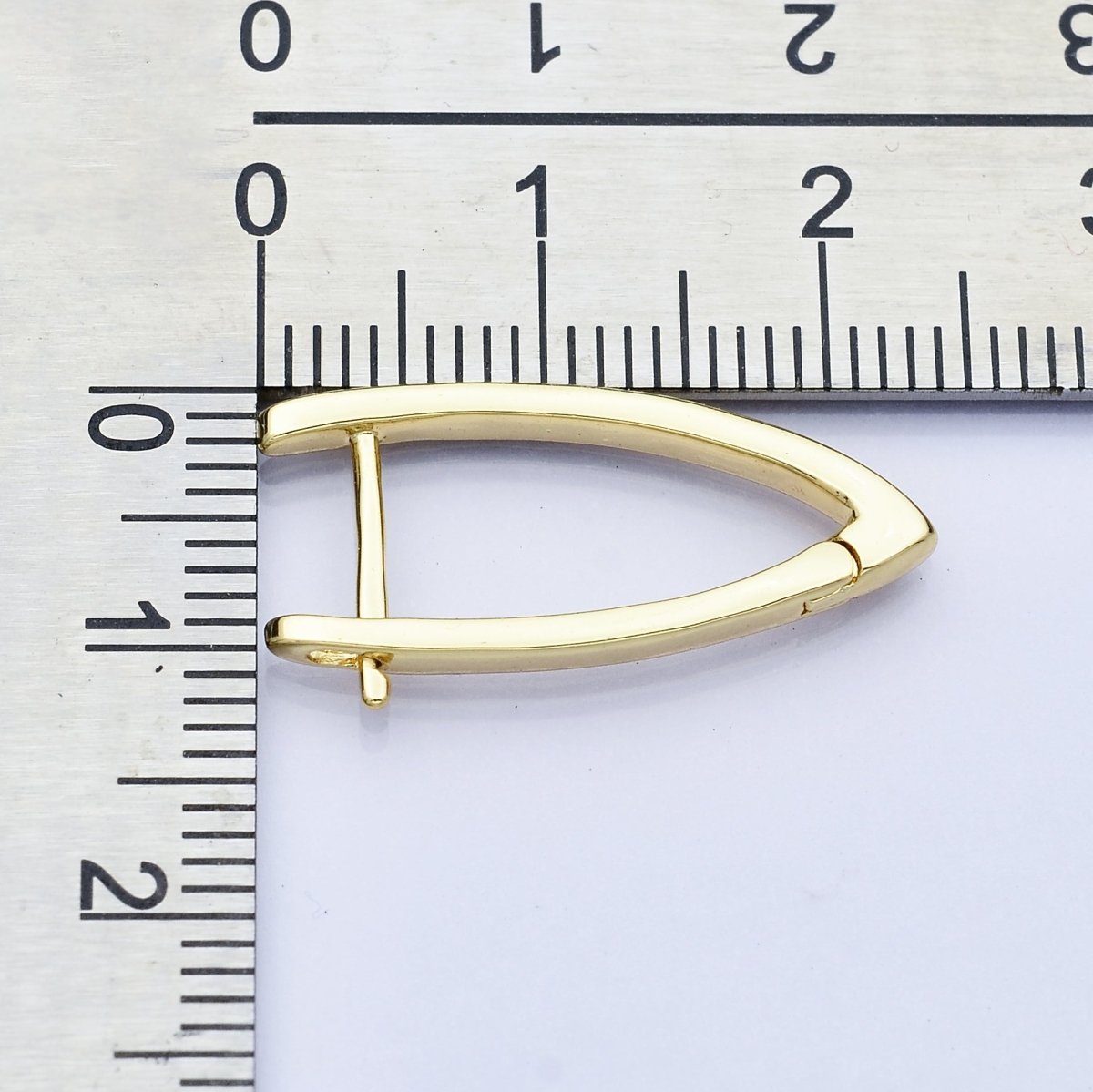 V - Shaped Ellipse Golden Huggies Earring, Plain Gold Filled Oval Ellipse Geometric Daily Wear Earring Jewelry Q - 227 - DLUXCA
