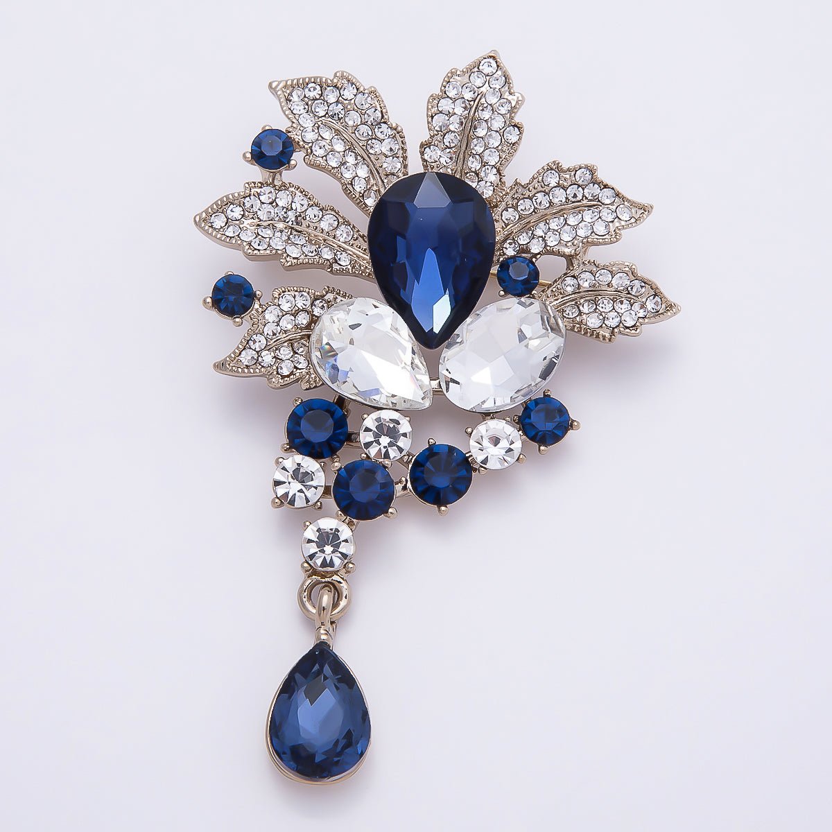 Vintage Gold 79.5mm x 50mm Green, Blue, Peach Rhinestone Flower Pin Brooch | BH - 147 BH - 148 - DLUXCA