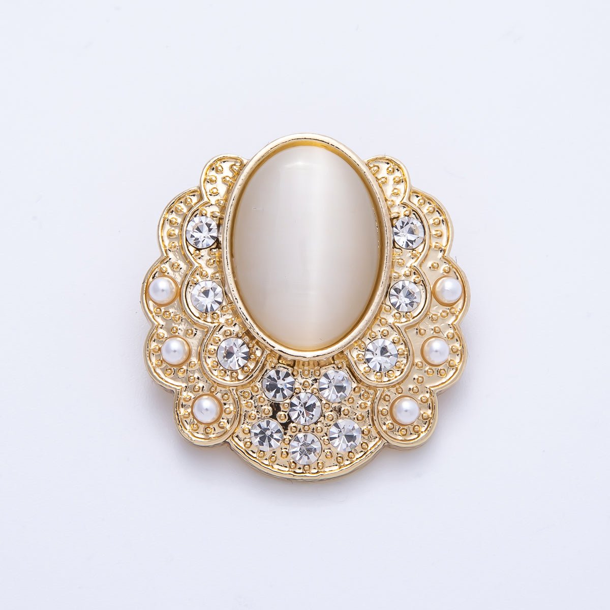 Vintage Gold Cat Eye Rhinestone Geometric Pin Brooch | BH - 076 - DLUXCA