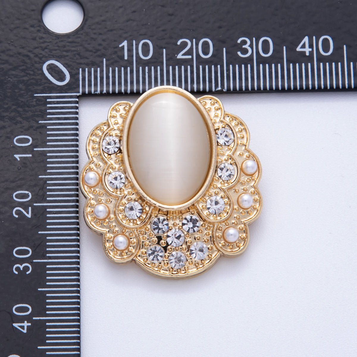 Vintage Gold Cat Eye Rhinestone Geometric Pin Brooch | BH - 076 - DLUXCA