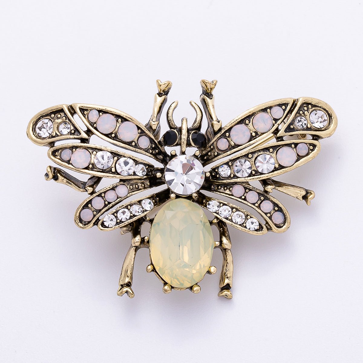 Vintage Silver 47.3mm x 33.5mm CZ Fly Insect Pin Brooch | BH - 020 - DLUXCA