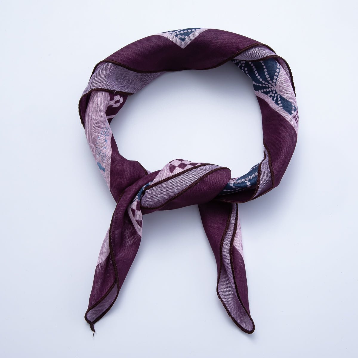 Vintage Square 56mm Soft Faux Silk Bandana Scarf Necklace | WA - 1978 - DLUXCA