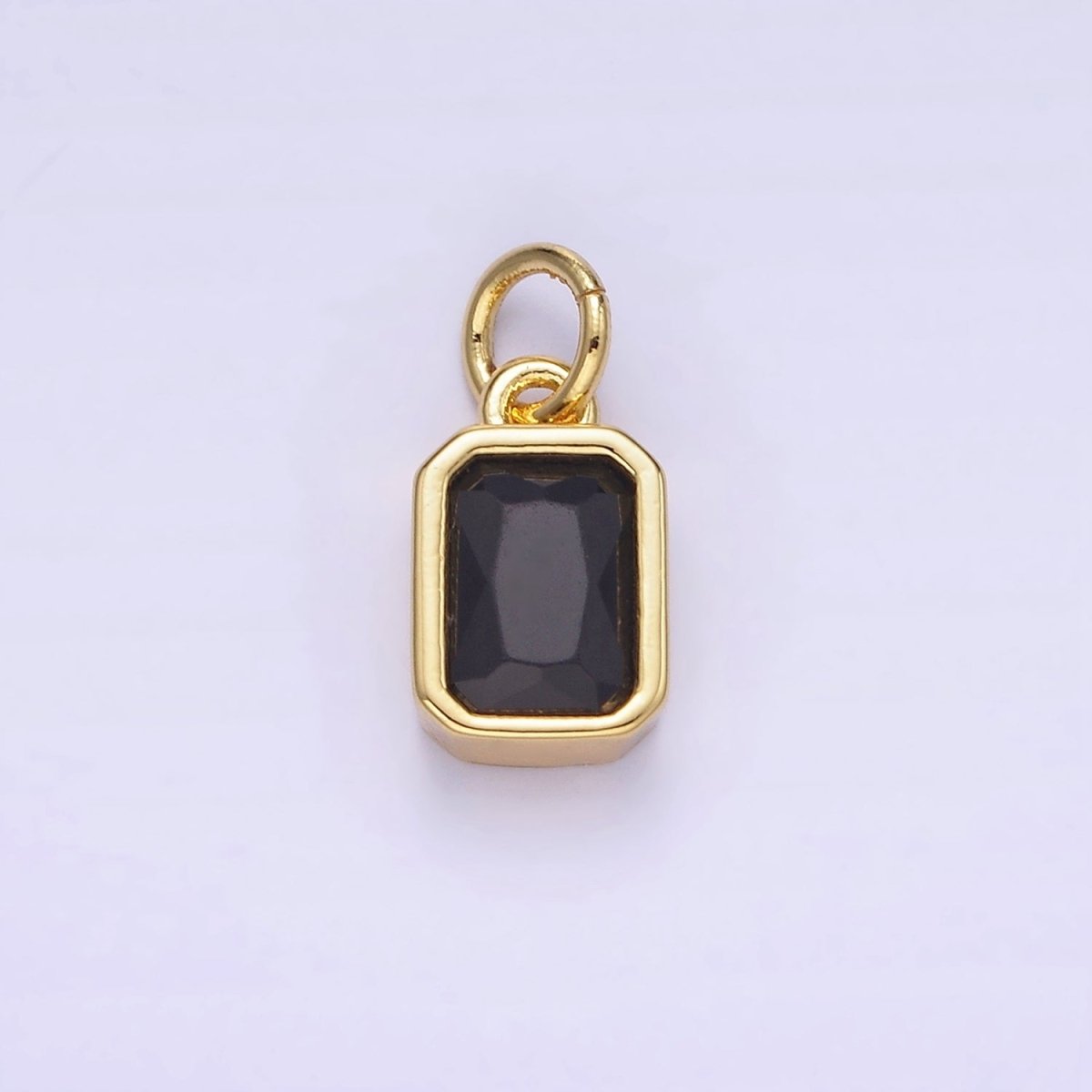 - W14K Gold Filled Baguette Birthstone CZ Bezel Charm in Gold & Silver | W745 - W750 - DLUXCA