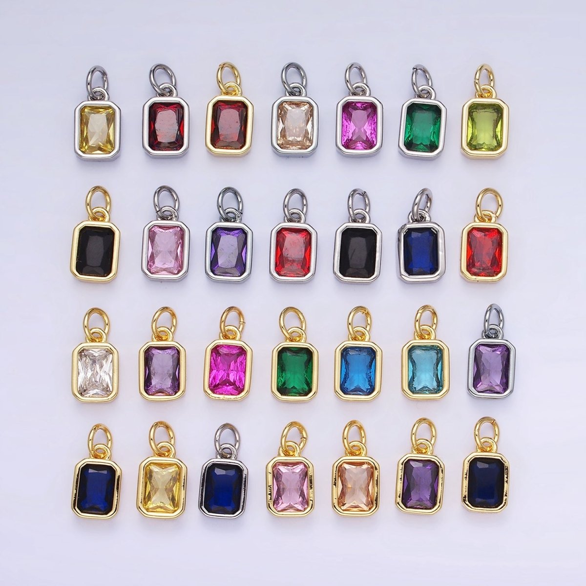 W14K Gold Filled Baguette Birthstone CZ Bezel Charm in Gold