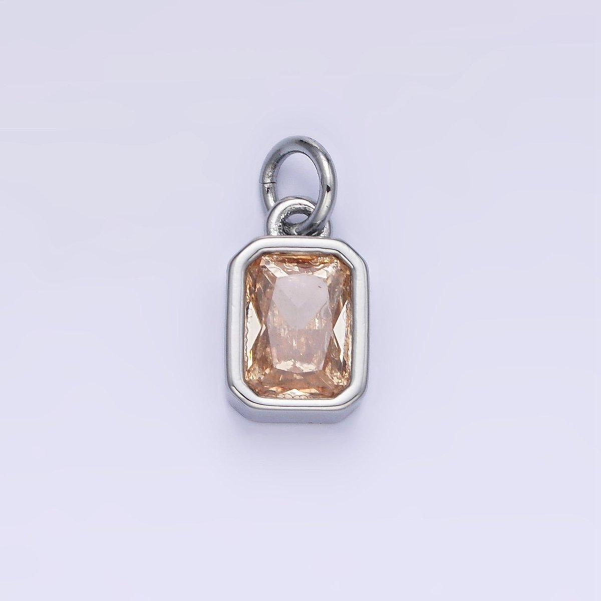 - W14K Gold Filled Baguette Birthstone CZ Bezel Charm in Gold & Silver | W745 - W750 - DLUXCA