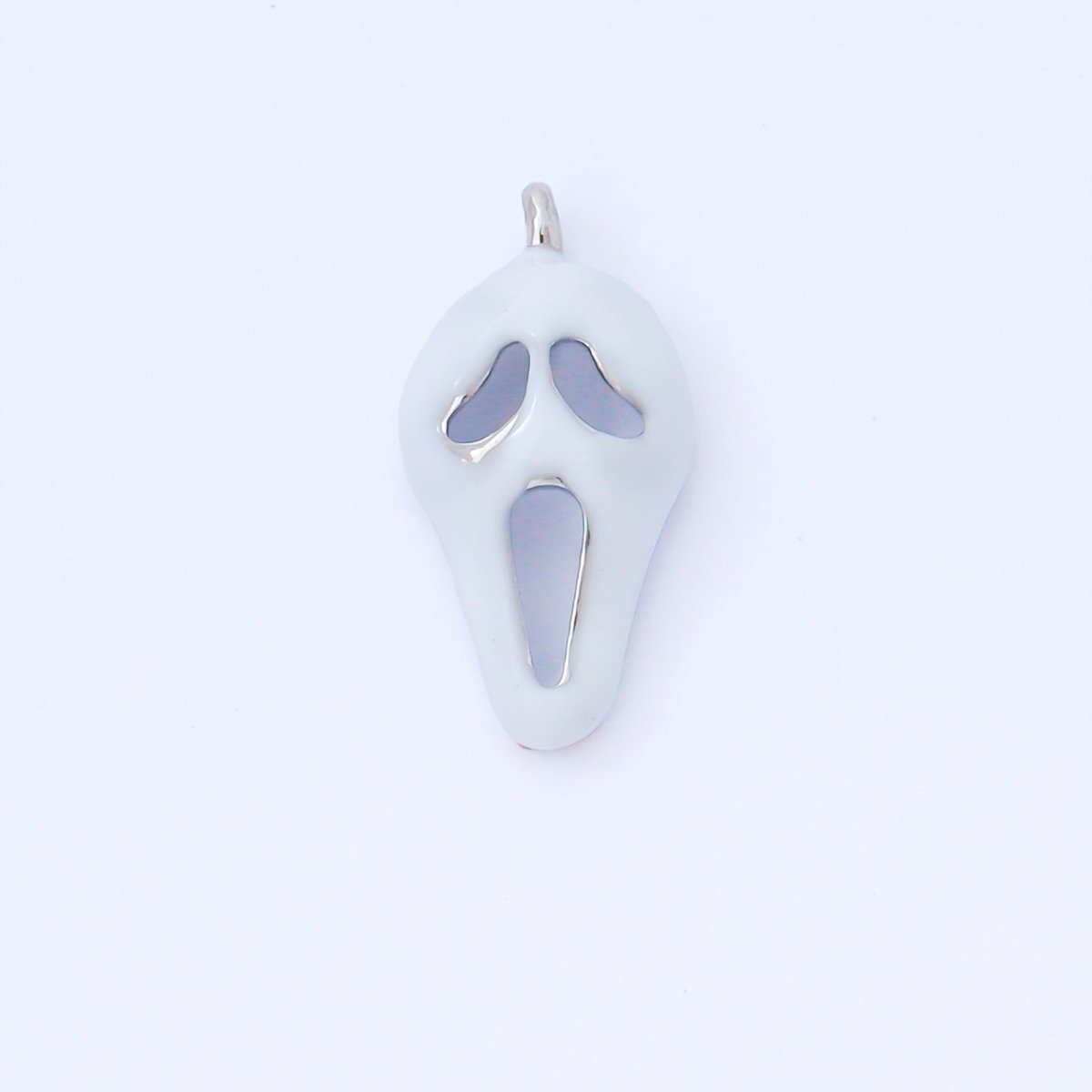 White Enamel Gold Scream Movie Mask, Scary, Halloween, Horror 24K Gold Filled Charm Findings Pendant For Jewelry Making AF - 1540 - DLUXCA