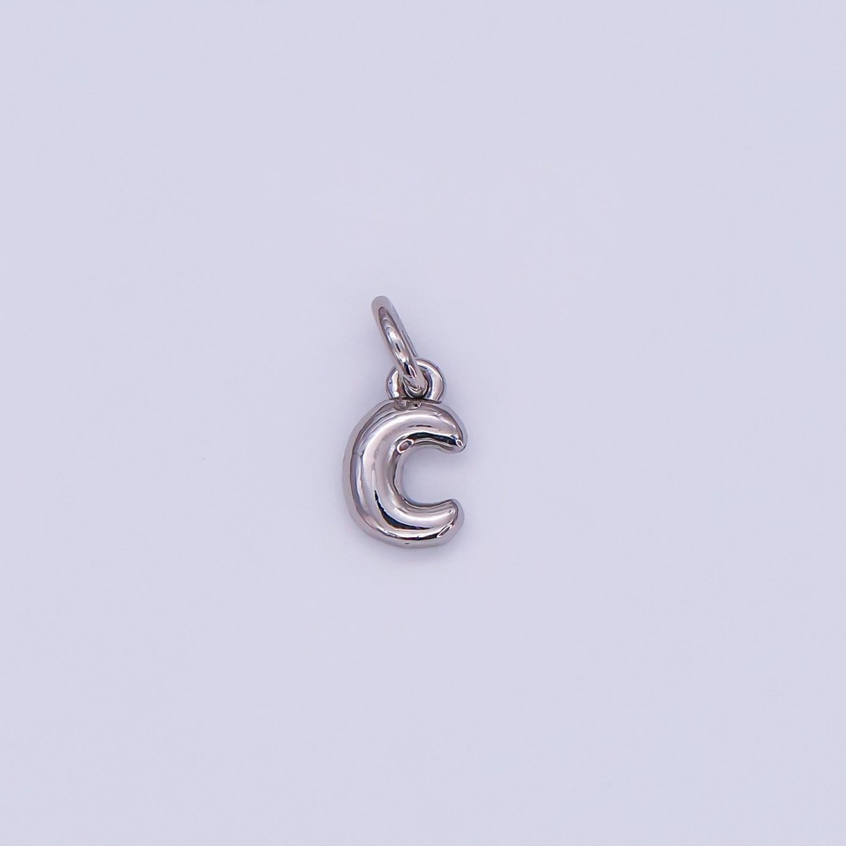 White Gold Filled 10mm Initial Letter Chubby Balloon Mini Charm | A029 - A041 - DLUXCA
