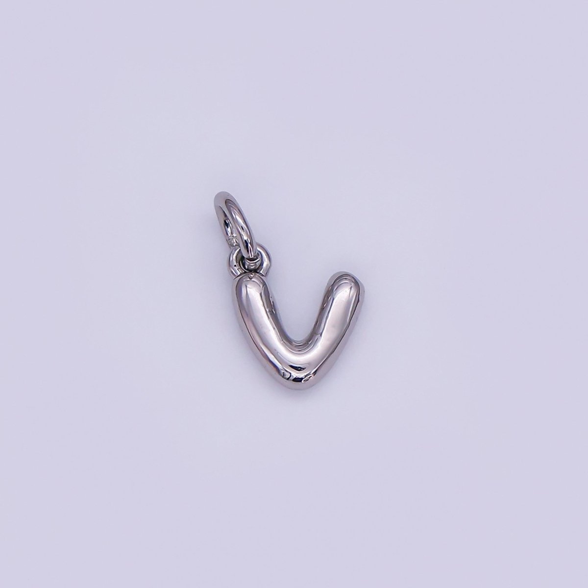 White Gold Filled 10mm Initial Letter Chubby Balloon Mini Charm | A029 - A041 - DLUXCA