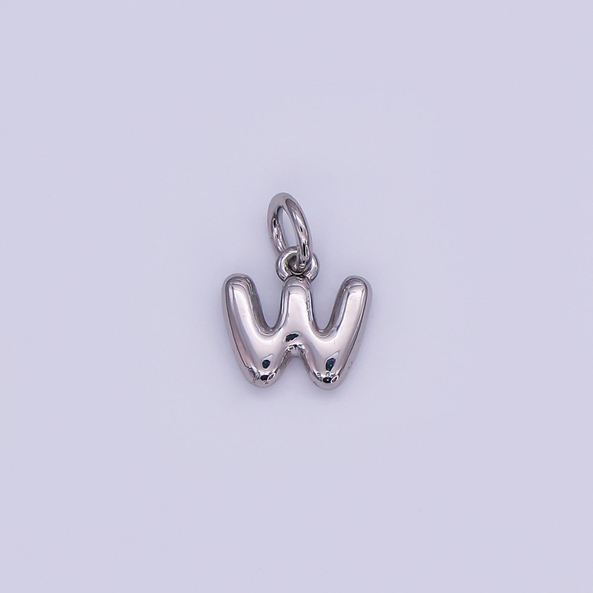 White Gold Filled 10mm Initial Letter Chubby Balloon Mini Charm | A029 - A041 - DLUXCA