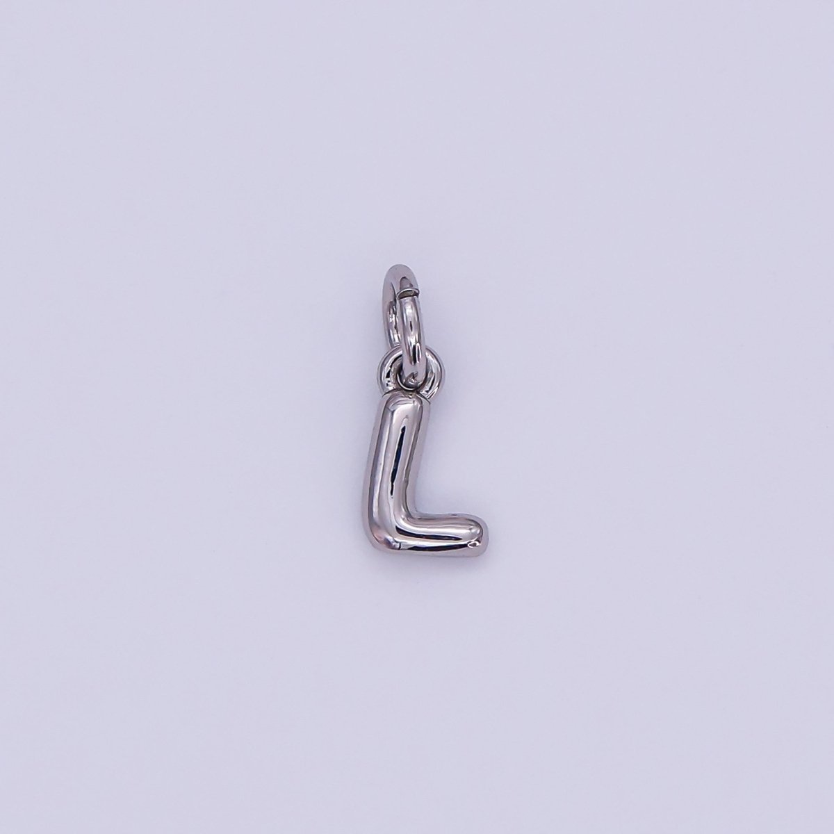 White Gold Filled 10mm Initial Letter Chubby Balloon Mini Charm | A029 - A041 - DLUXCA