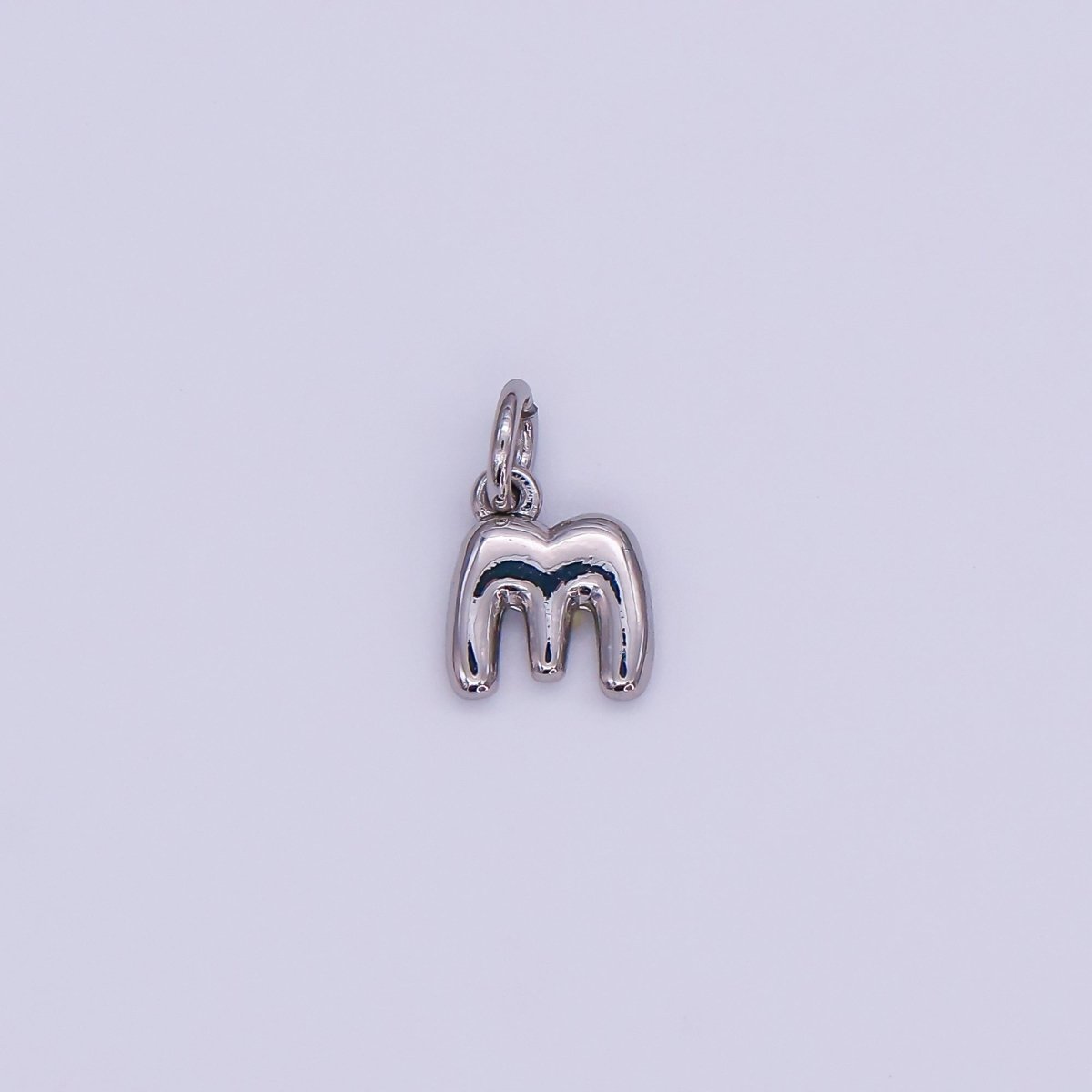 White Gold Filled 10mm Initial Letter Chubby Balloon Mini Charm | A029 - A041 - DLUXCA