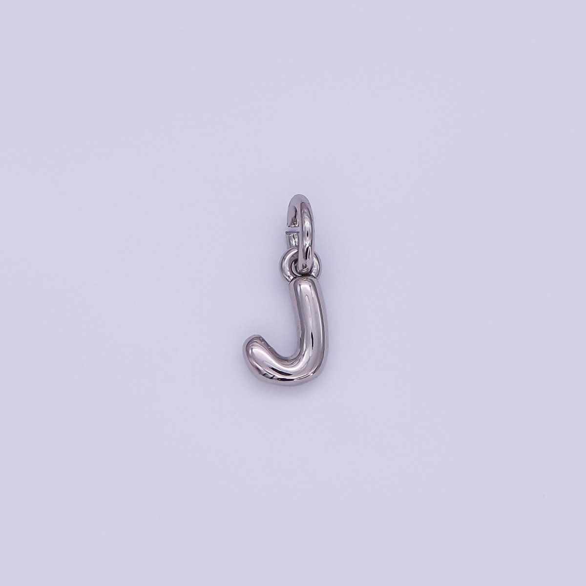 White Gold Filled 10mm Initial Letter Chubby Balloon Mini Charm | A029 - A041 - DLUXCA