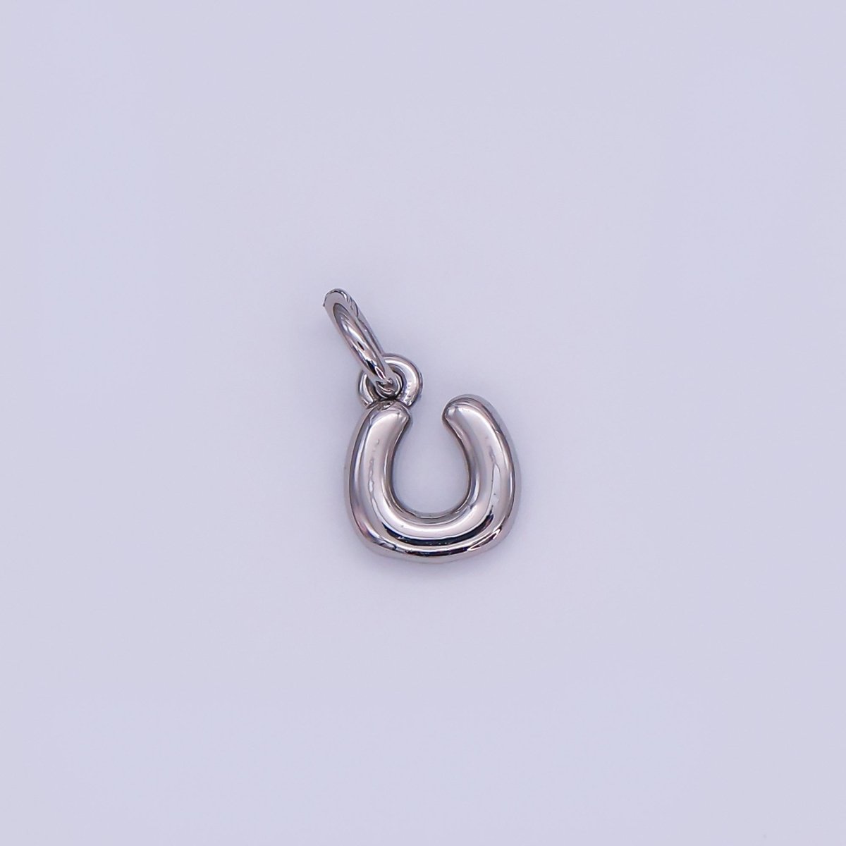 White Gold Filled 10mm Initial Letter Chubby Balloon Mini Charm | A029 - A041 - DLUXCA