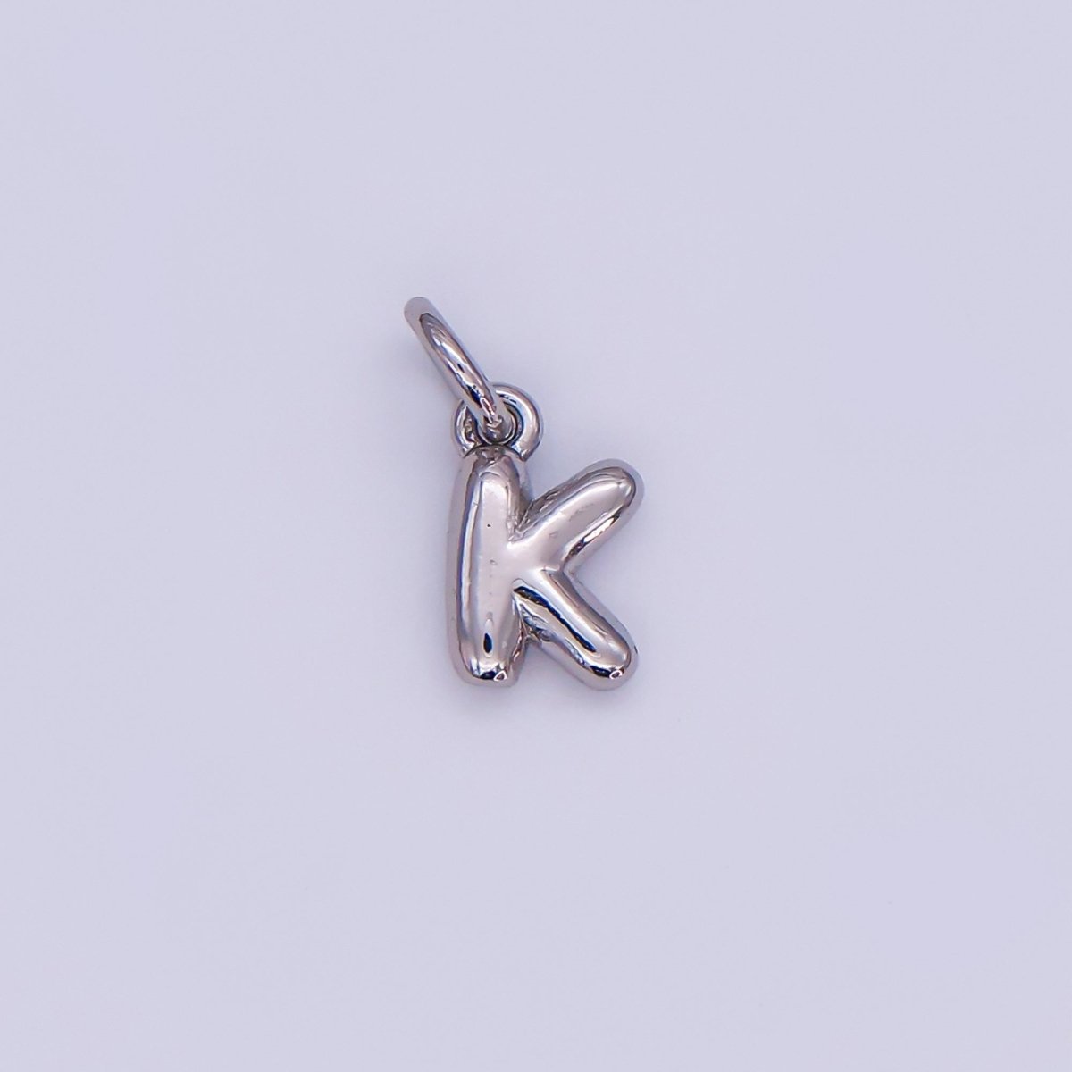 White Gold Filled 10mm Initial Letter Chubby Balloon Mini Charm | A029 - A041 - DLUXCA