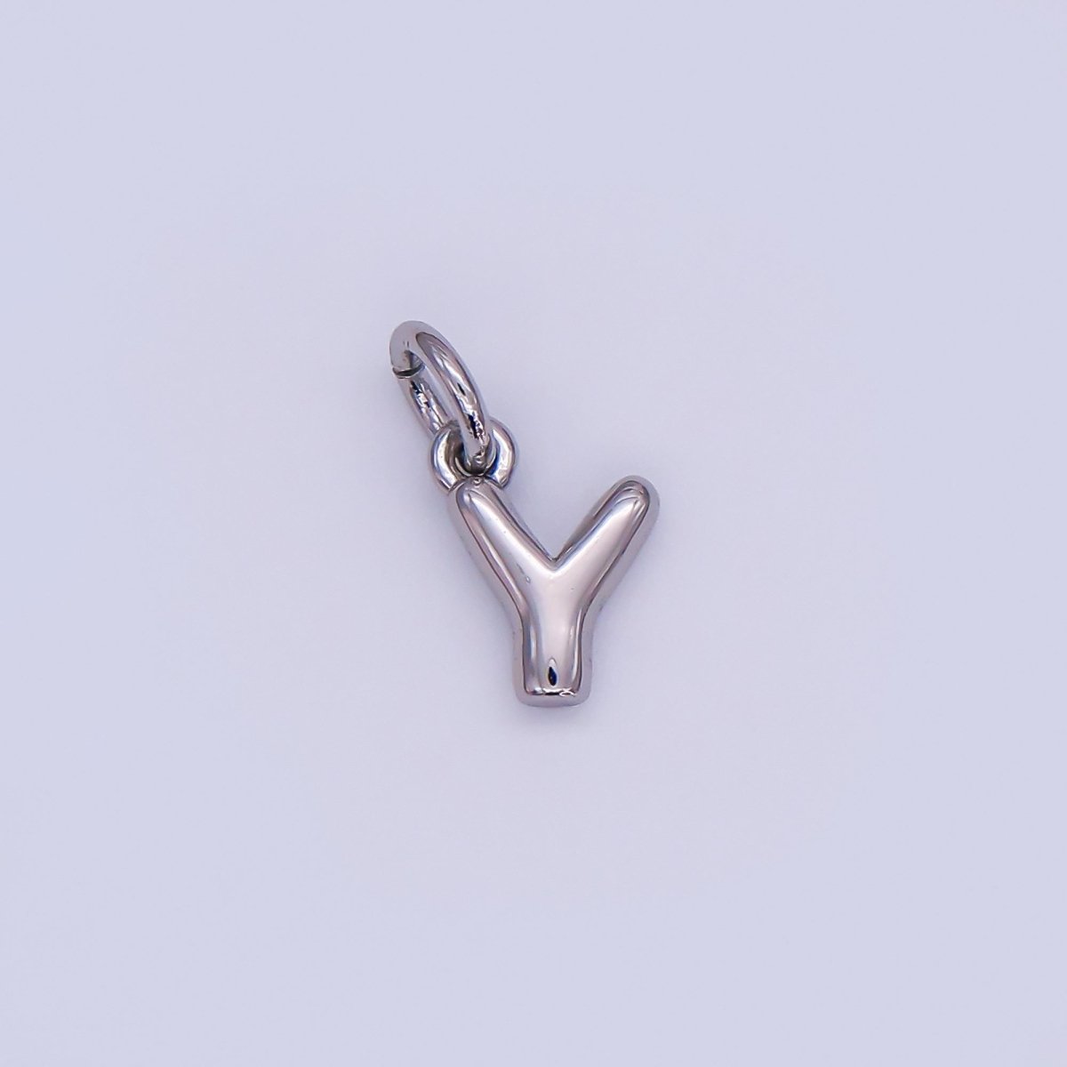 White Gold Filled 10mm Initial Letter Chubby Balloon Mini Charm | A029 - A041 - DLUXCA