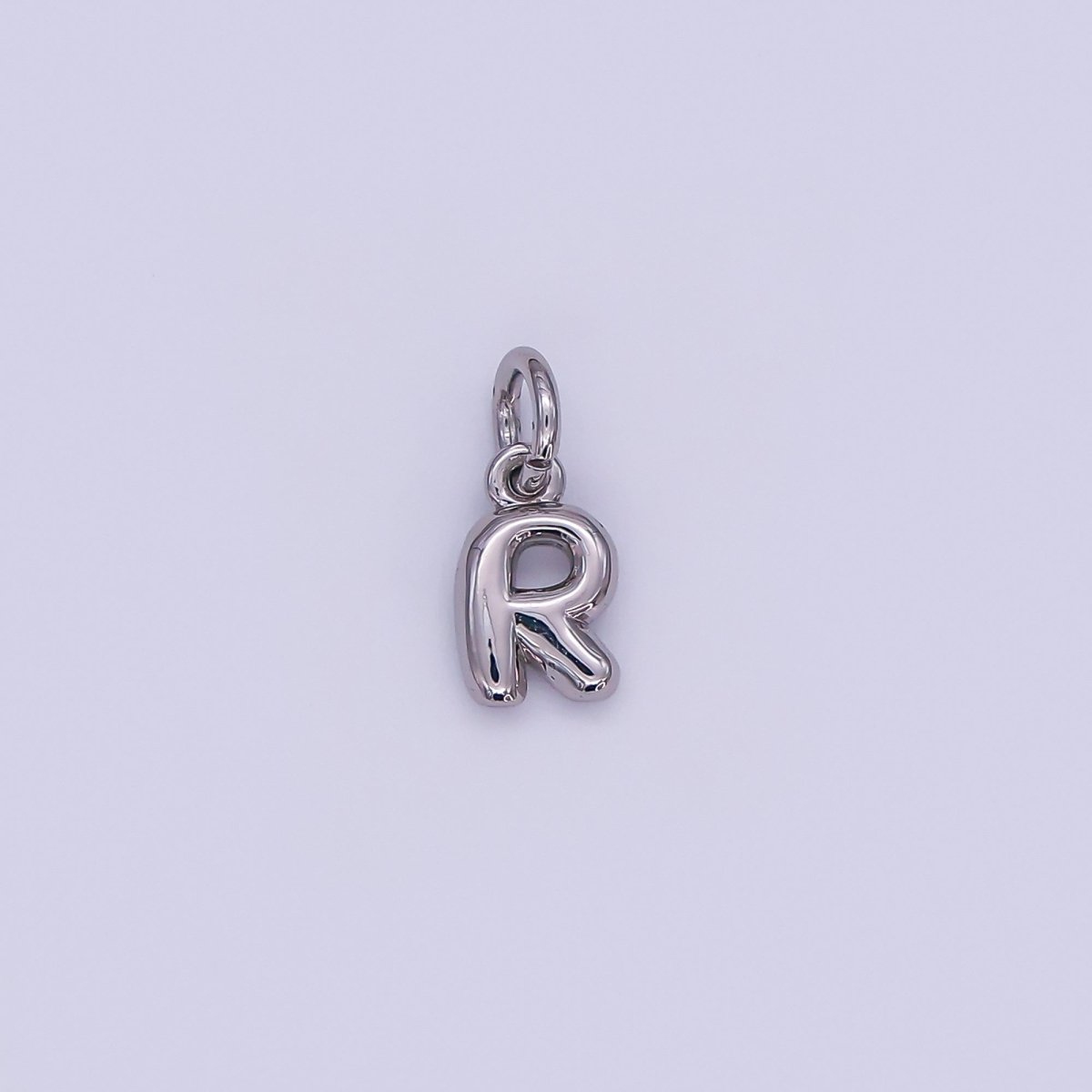 White Gold Filled 10mm Initial Letter Chubby Balloon Mini Charm | A029 - A041 - DLUXCA