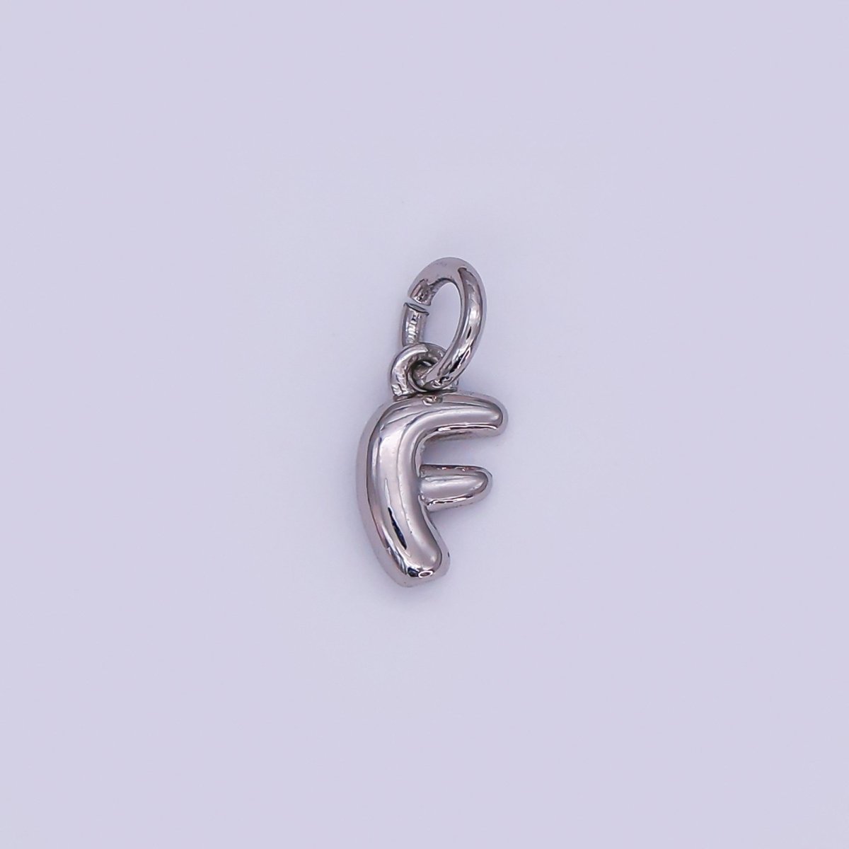 White Gold Filled 10mm Initial Letter Chubby Balloon Mini Charm | A029 - A041 - DLUXCA