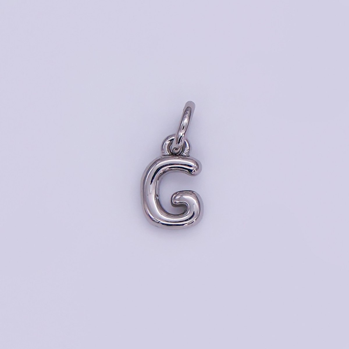 White Gold Filled 10mm Initial Letter Chubby Balloon Mini Charm | A029 - A041 - DLUXCA