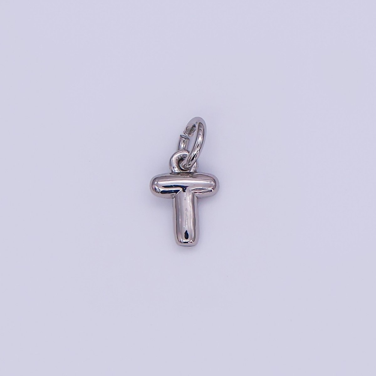 White Gold Filled 10mm Initial Letter Chubby Balloon Mini Charm | A029 - A041 - DLUXCA