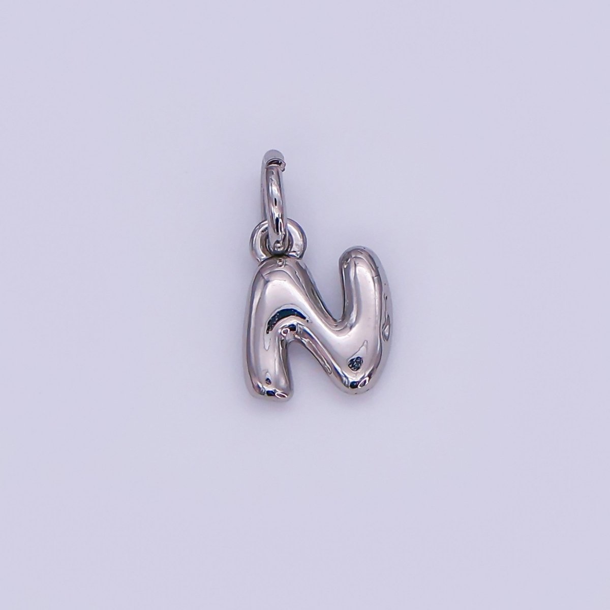 White Gold Filled 10mm Initial Letter Chubby Balloon Mini Charm | A029 - A041 - DLUXCA