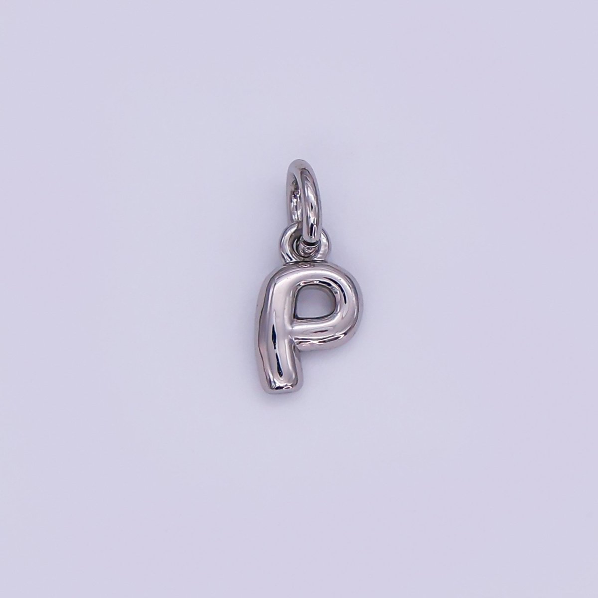 White Gold Filled 10mm Initial Letter Chubby Balloon Mini Charm | A029 - A041 - DLUXCA