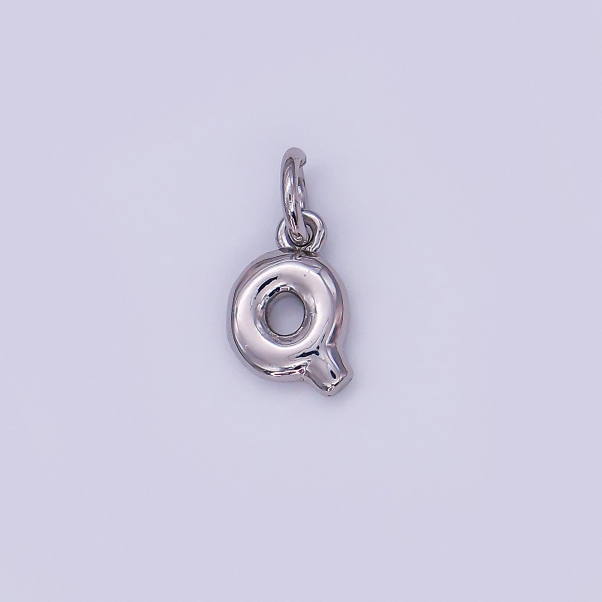 White Gold Filled 10mm Initial Letter Chubby Balloon Mini Charm | A029 - A041 - DLUXCA
