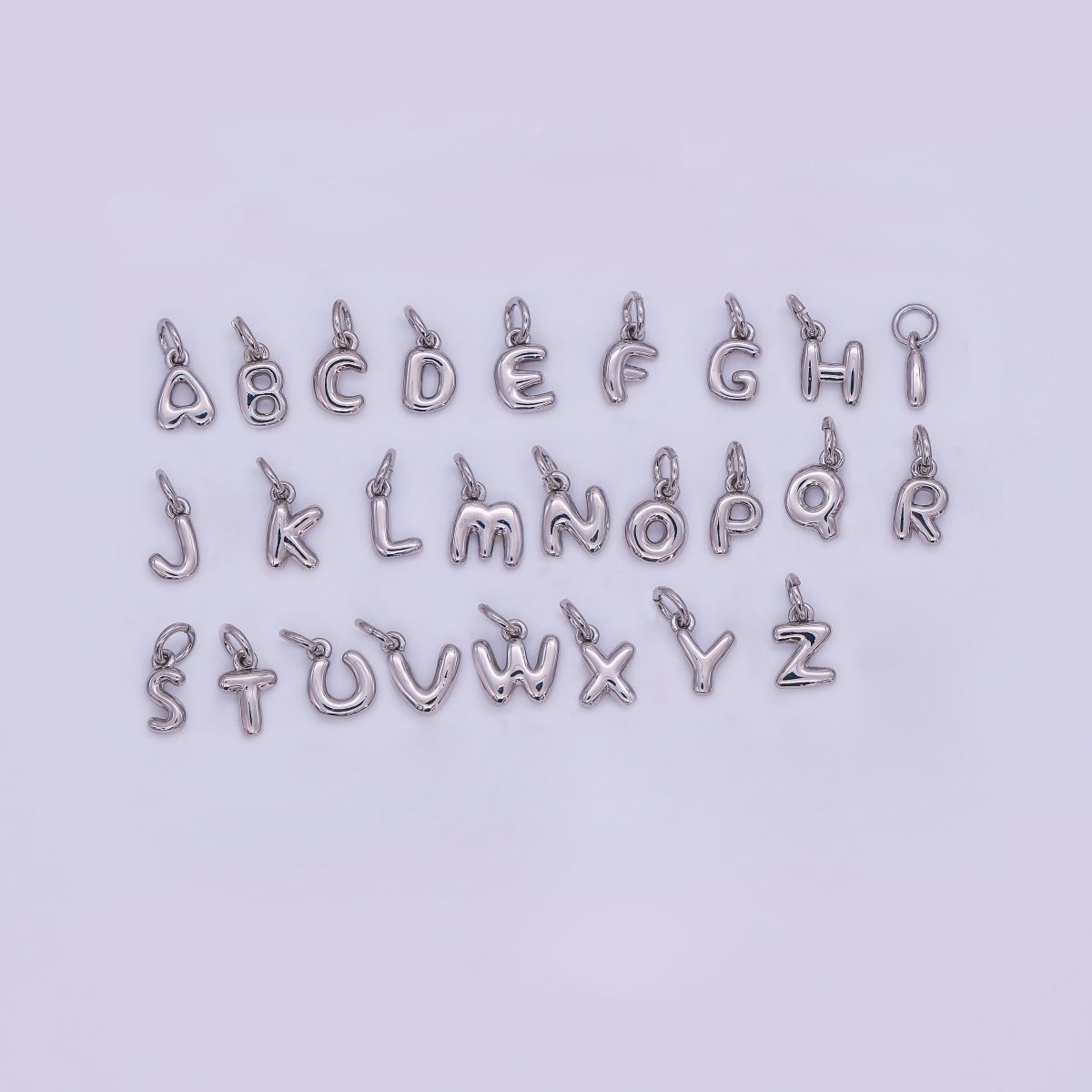 White Gold Filled 10mm Initial Letter Chubby Balloon Mini Charm | A029 - A041 - DLUXCA