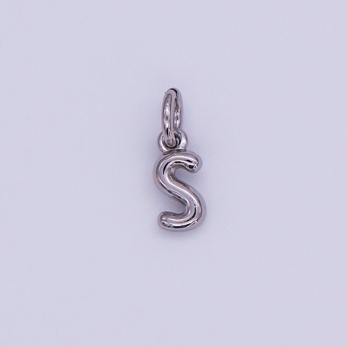 White Gold Filled 10mm Initial Letter Chubby Balloon Mini Charm | A029 - A041 - DLUXCA